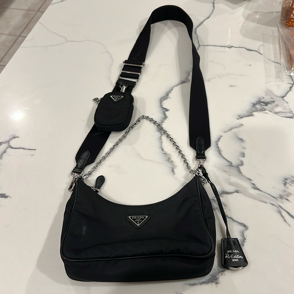 Prada re edition cross body bag in black nylon
